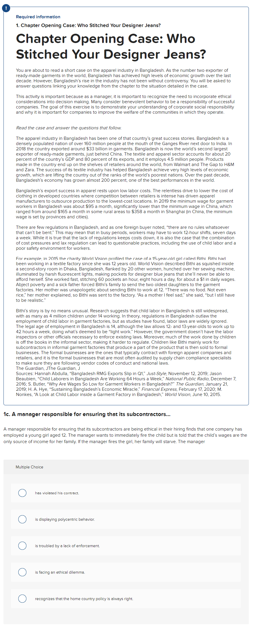 ! Required information 1. Chapter Opening Case: