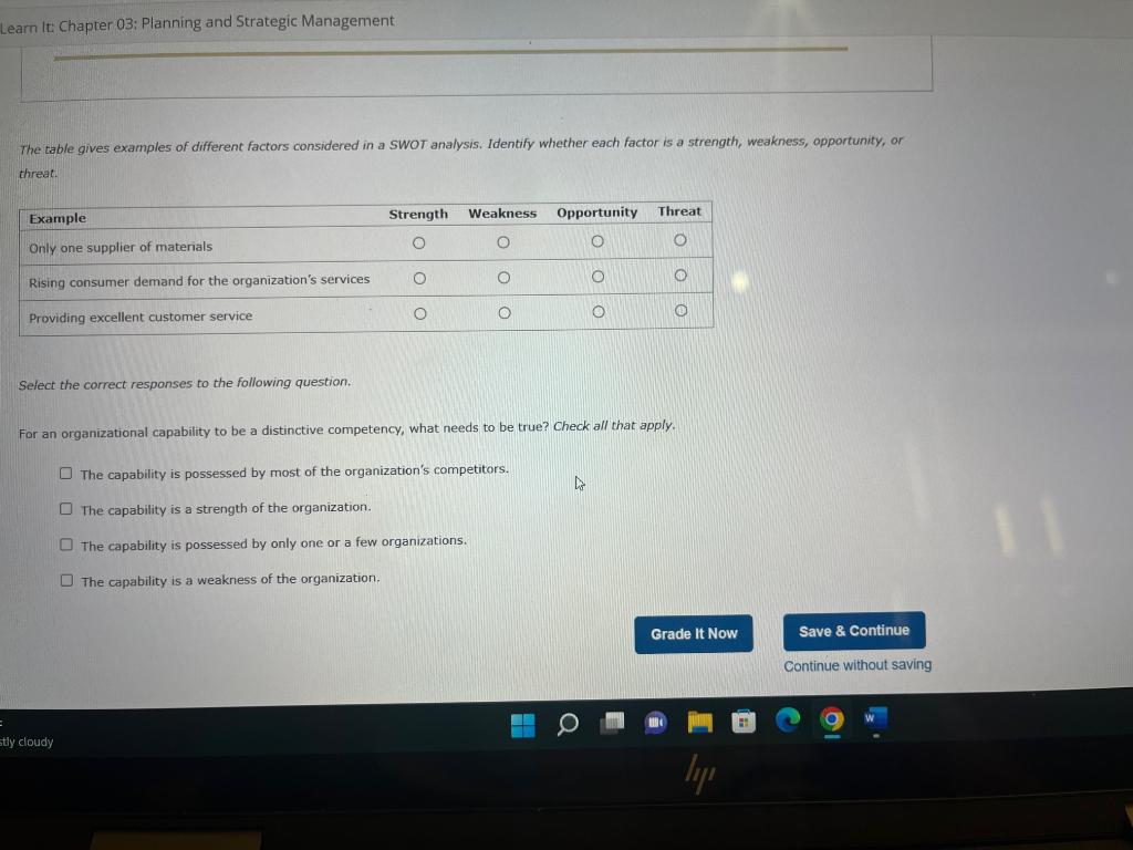 Learn It: Chapter 03: Planning and Strategic