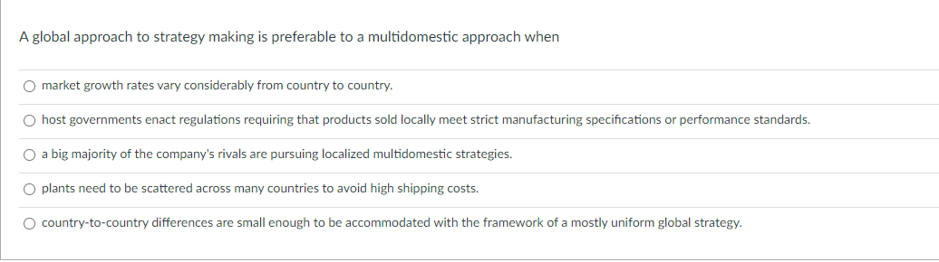 A global approach to strategy making is