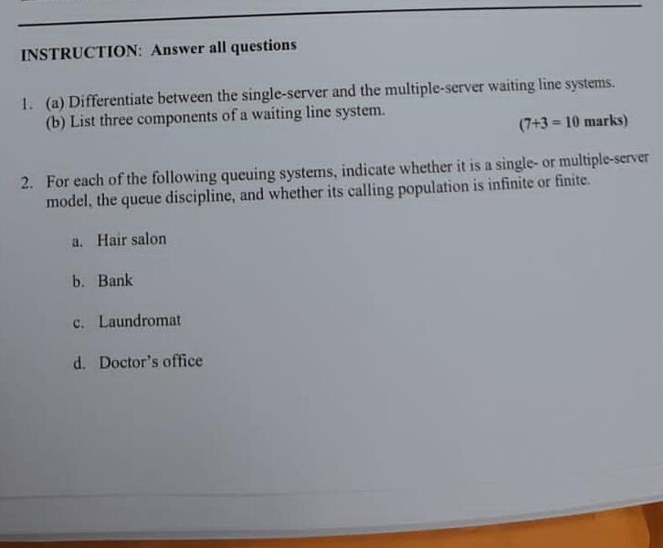 INSTRUCTION: Answer all questions 1. (a)