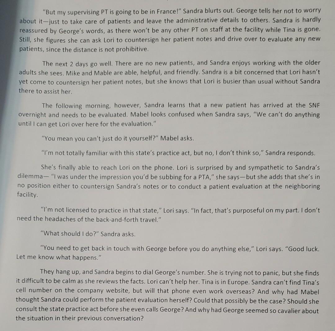 Read Scenario and write about what you would do