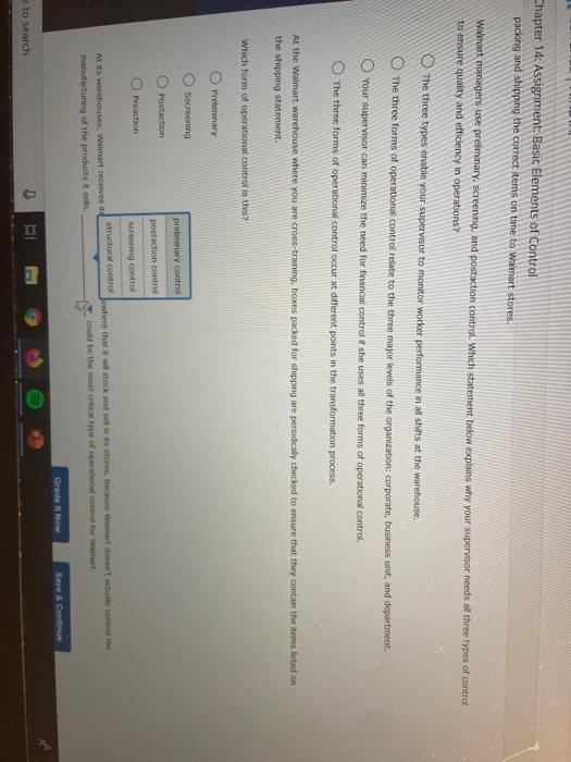 Chapter 14: Assignment: Basic Elements of Control