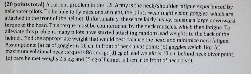 (20 points total) A current problem in the U.S.