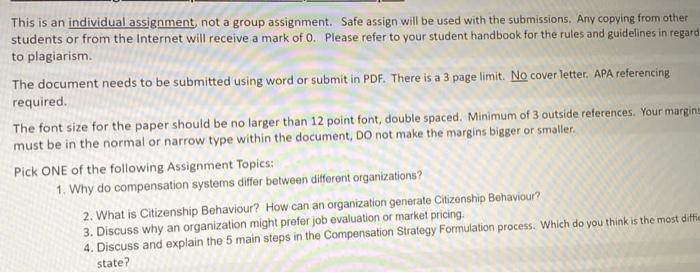 This is an individual assignment, not a group