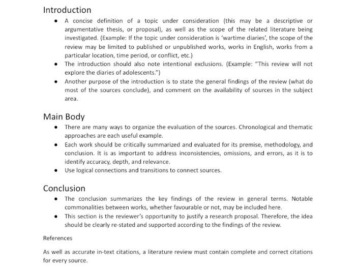 in the given picture pdf the literature review to