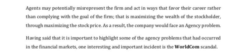 Write in your words How did this agency problem