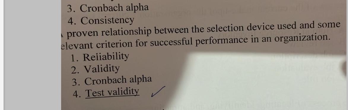 3. Cronbach alpha 4. Consistency proven