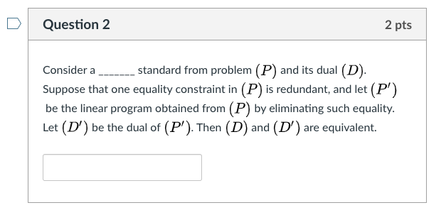 Linear optimization question, thanks. Question 2