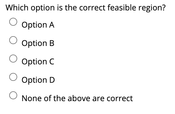 Identify the correctly shaded feasible region: LP