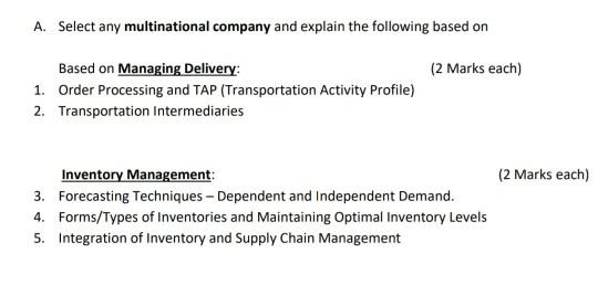 please reply asap A. Select any multinational