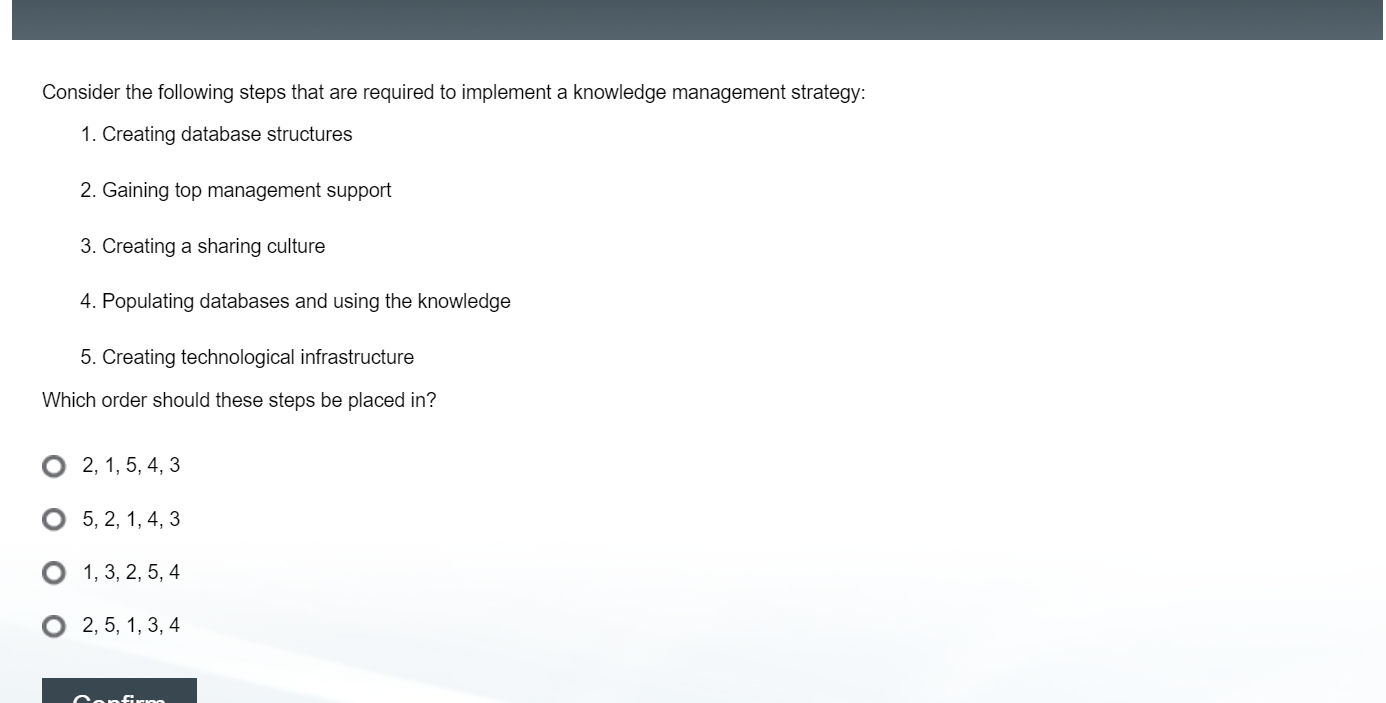 Consider the following steps that are required to