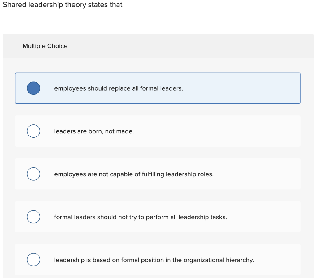 Shared leadership theory states that Multiple