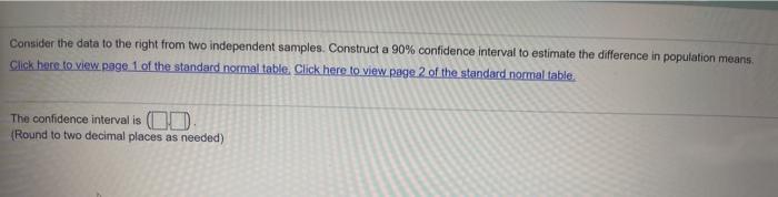 Consider the data to the right from two