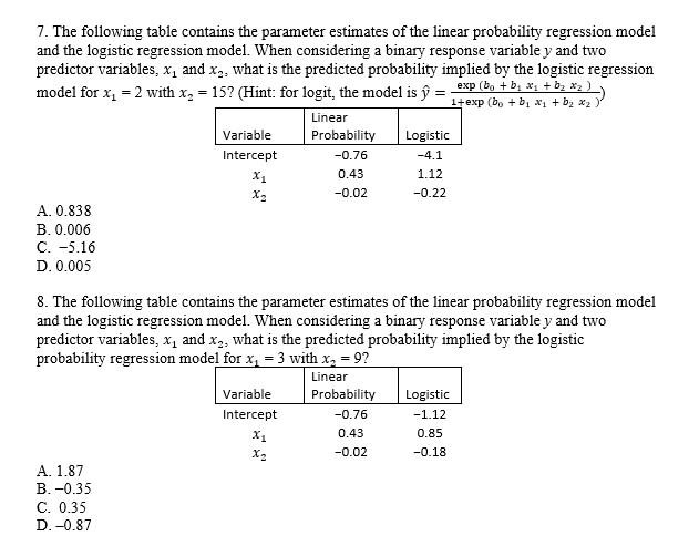 Process please, thanks! 7. The following table
