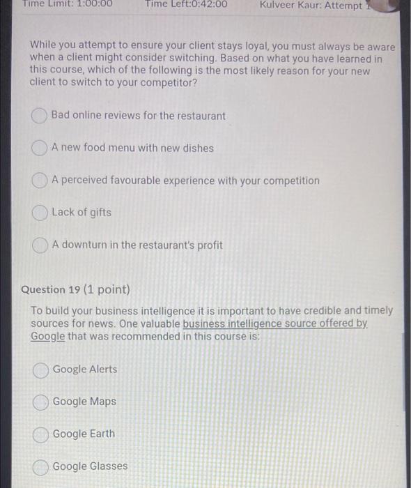 Time Limit: 1:00:00 Time Left:0:42:00 Kulveer