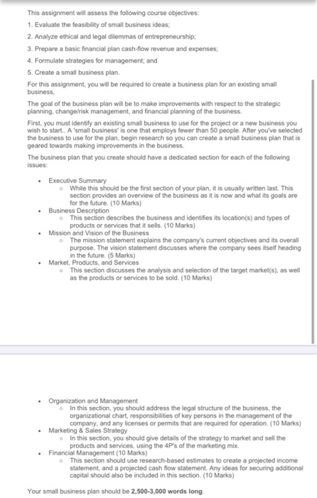 This assignment will assess the following course