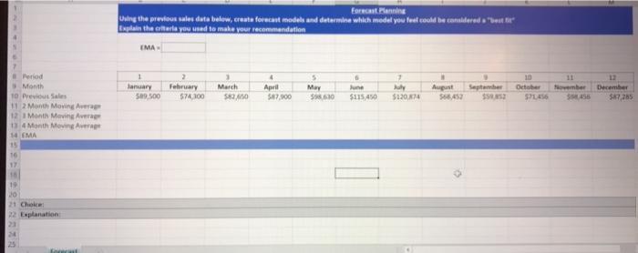 it is a forecast planning assignment Forecast.
