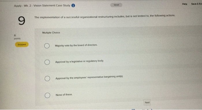 Apply - WK 2 - Vision Statement Case Study Help