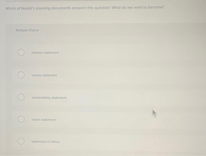 Which of Nestle's planning documents answers this