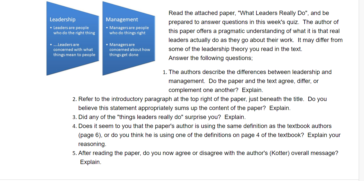 Read the attached paper, "What Leaders Really