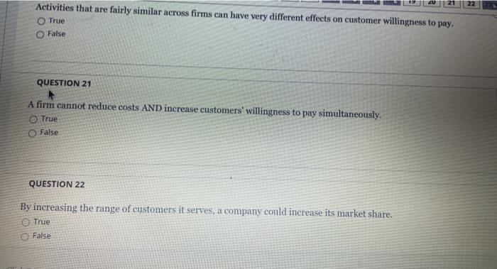 Activities that are fairly similar across firms