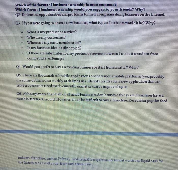 Which of the forms of business ownership is most