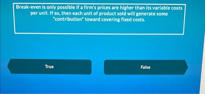 Break-even is only possible if a firm's prices
