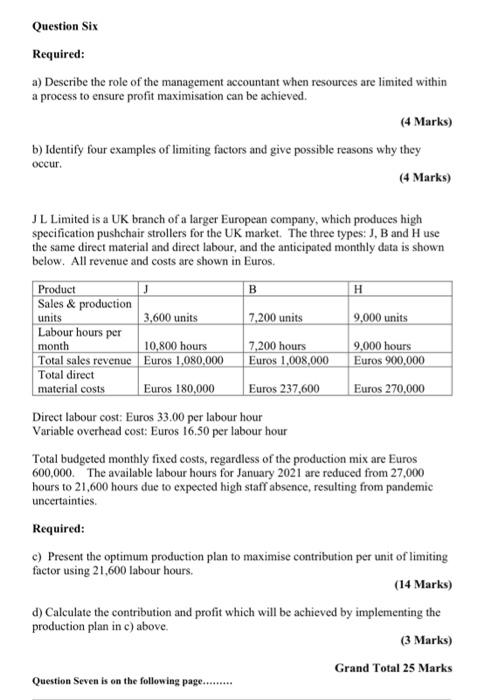 Question Six Required: a) Describe the role of