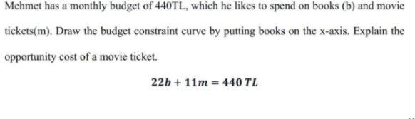 Mehmet has a monthly budget of 440TL, which he