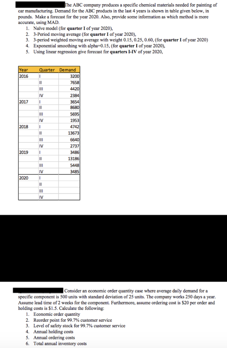 The ABC company produces a specific chemical
