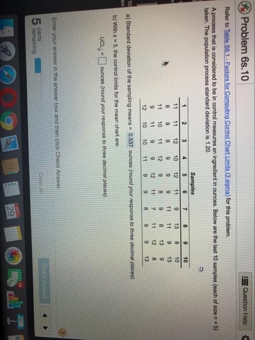 Problem 6s.10 Question Help Refer to Table 56.1 -