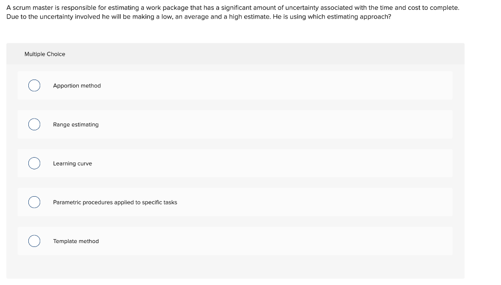 A scrum master is responsible for estimating a