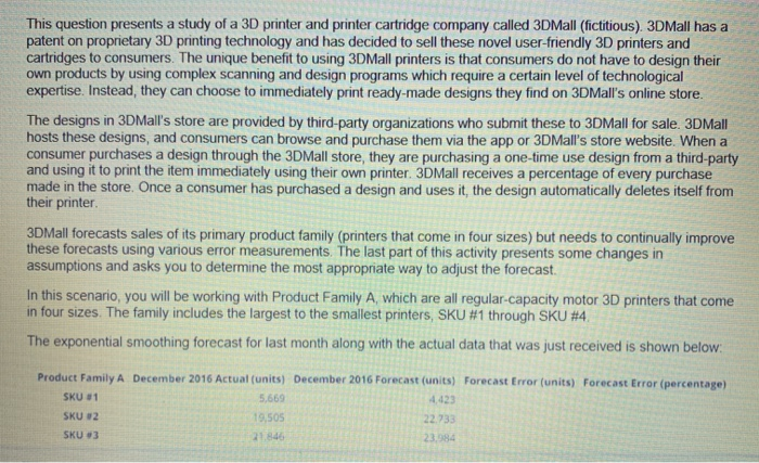 This question presents a study of a 3D printer