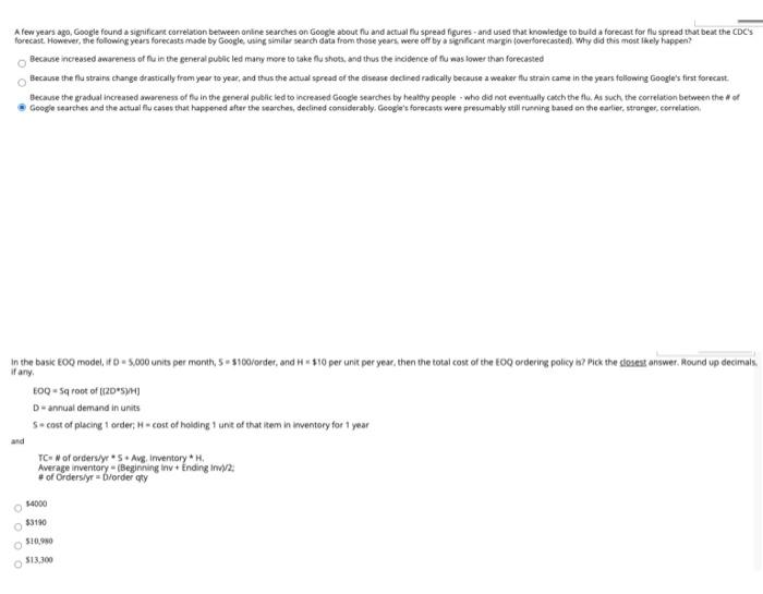 please answer both questions A few years ago,