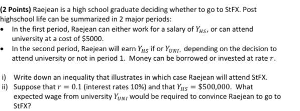 Full question above (2 Points) Raejean is a high