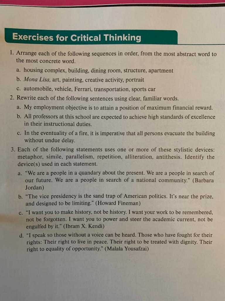 Please, complete exercises 1, 2, and 3 on the