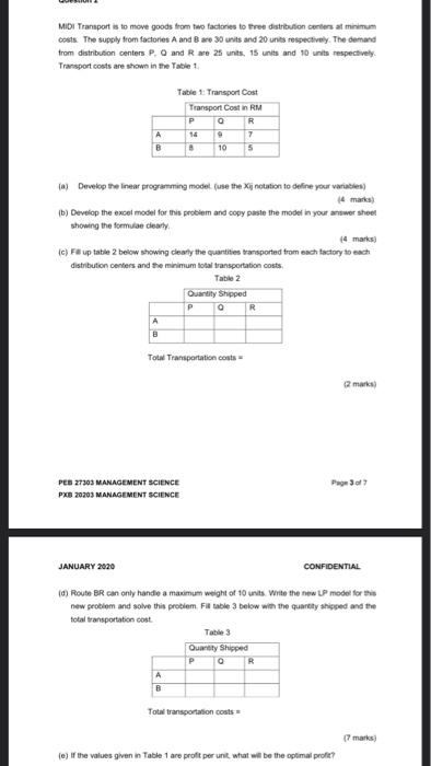 Answer for question d and e MIDI Transport is to