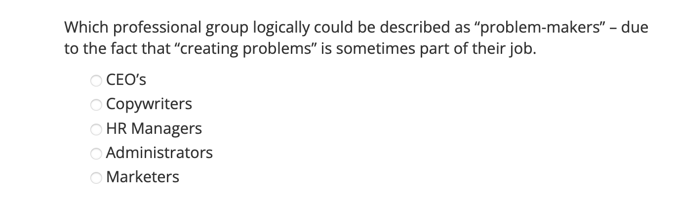 Which professional group logically could be