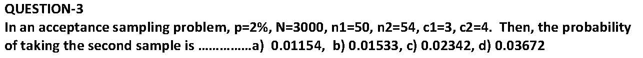 QUESTION-3 In an acceptance sampling problem,