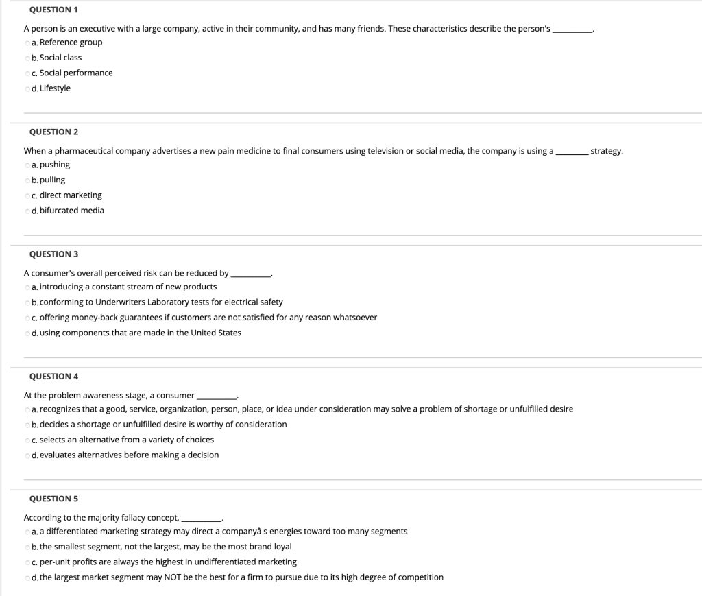 QUESTION 1 A person is an executive with a large