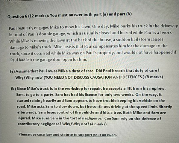 use case law and statute for the answer and