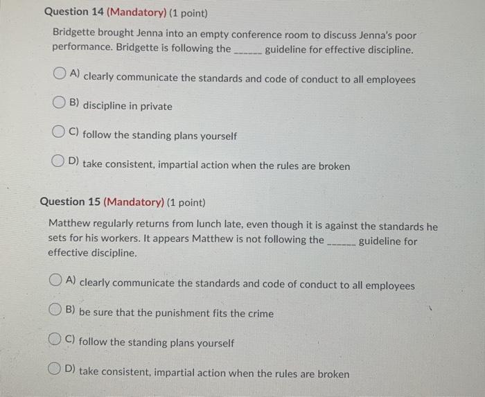 Question 12 (Mandatory) (1 point) Connor is