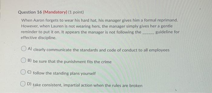 Question 12 (Mandatory) (1 point) Connor is