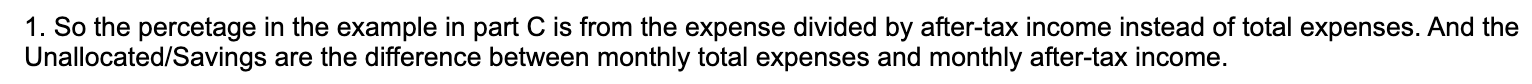 answer for part C 1. So the percetage in the