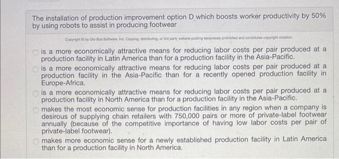 The installation of production improvement option