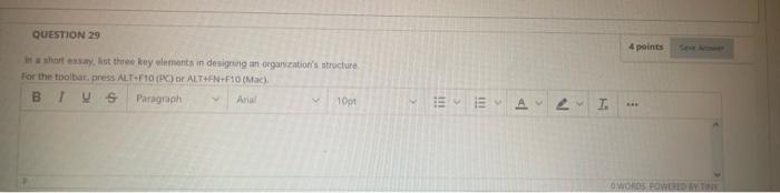 QUESTION 29 Int at sharl easany, list thee key