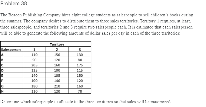 Problem 38 The Beacon Publishing Company hires
