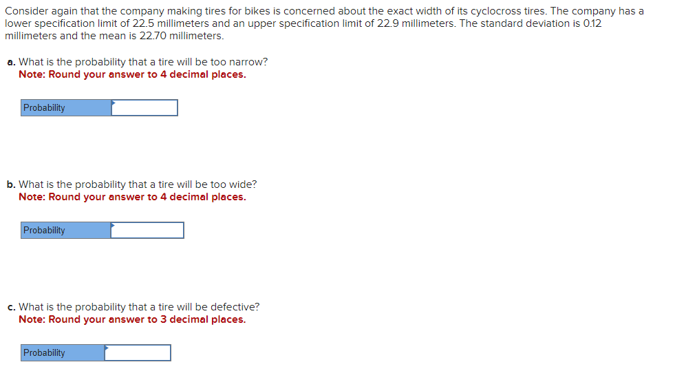 Consider again that the company making tires for