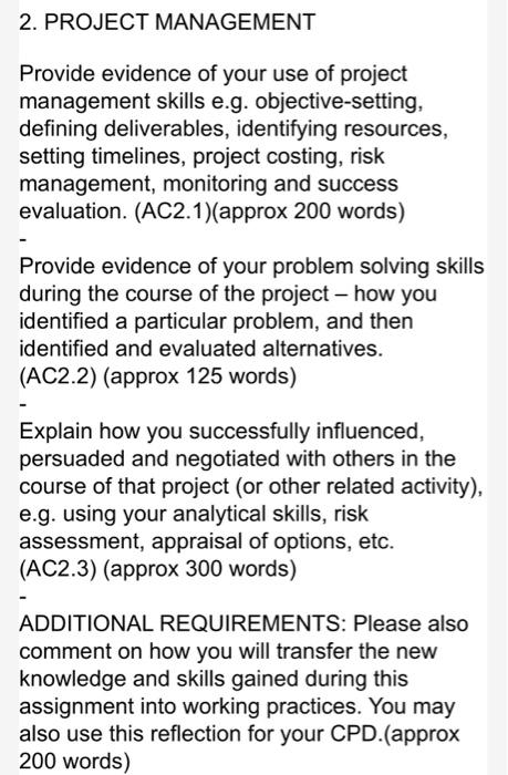 Section 2 must be based on a recent or current