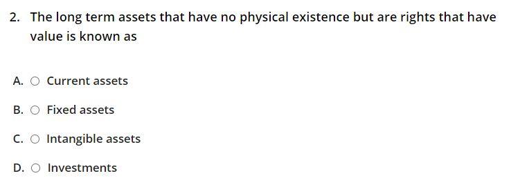 2. The long term assets that have no physical